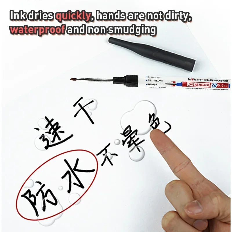 1-8Pcs 4 Colors 32mm Deep Hole Marker Pens Bathroom Waterproof Woodworking Tile Metal Multi-purpose Long Head Oil Markers Pen - ZOOMNSTORE
