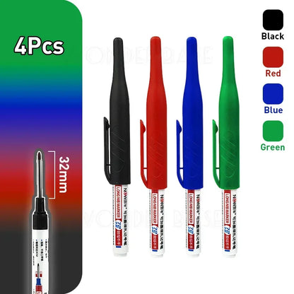 1-8Pcs 4 Colors 32mm Deep Hole Marker Pens Bathroom Waterproof Woodworking Tile Metal Multi-purpose Long Head Oil Markers Pen - ZOOMNSTORE