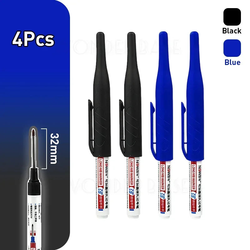 1-8Pcs 4 Colors 32mm Deep Hole Marker Pens Bathroom Waterproof Woodworking Tile Metal Multi-purpose Long Head Oil Markers Pen - ZOOMNSTORE