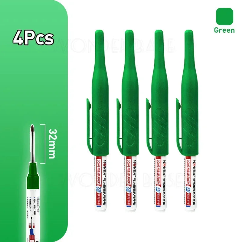 1-8Pcs 4 Colors 32mm Deep Hole Marker Pens Bathroom Waterproof Woodworking Tile Metal Multi-purpose Long Head Oil Markers Pen - ZOOMNSTORE