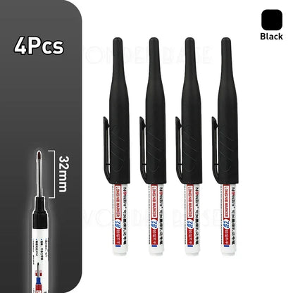 1-8Pcs 4 Colors 32mm Deep Hole Marker Pens Bathroom Waterproof Woodworking Tile Metal Multi-purpose Long Head Oil Markers Pen - ZOOMNSTORE
