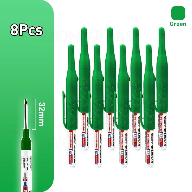 1-8Pcs 4 Colors 32mm Deep Hole Marker Pens Bathroom Waterproof Woodworking Tile Metal Multi-purpose Long Head Oil Markers Pen - ZOOMNSTORE