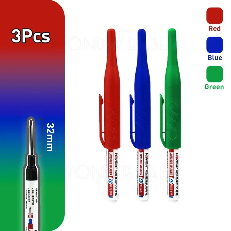 1-8Pcs 4 Colors 32mm Deep Hole Marker Pens Bathroom Waterproof Woodworking Tile Metal Multi-purpose Long Head Oil Markers Pen - ZOOMNSTORE