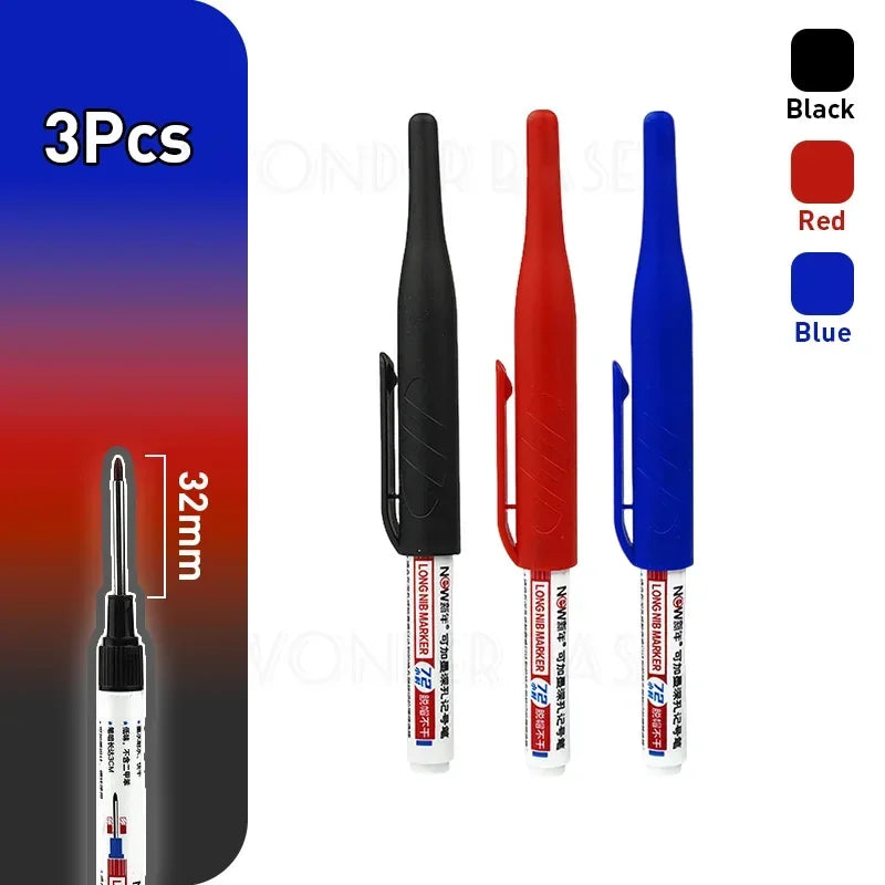 1-8Pcs 4 Colors 32mm Deep Hole Marker Pens Bathroom Waterproof Woodworking Tile Metal Multi-purpose Long Head Oil Markers Pen - ZOOMNSTORE