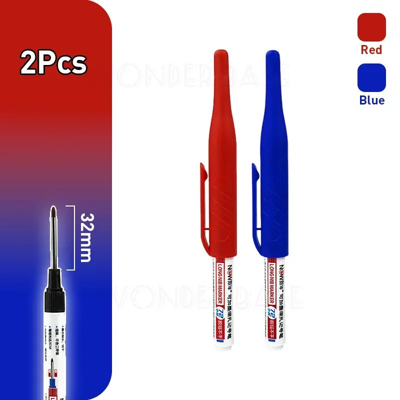 1-8Pcs 4 Colors 32mm Deep Hole Marker Pens Bathroom Waterproof Woodworking Tile Metal Multi-purpose Long Head Oil Markers Pen - ZOOMNSTORE