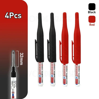 1-8Pcs 4 Colors 32mm Deep Hole Marker Pens Bathroom Waterproof Woodworking Tile Metal Multi-purpose Long Head Oil Markers Pen - ZOOMNSTORE
