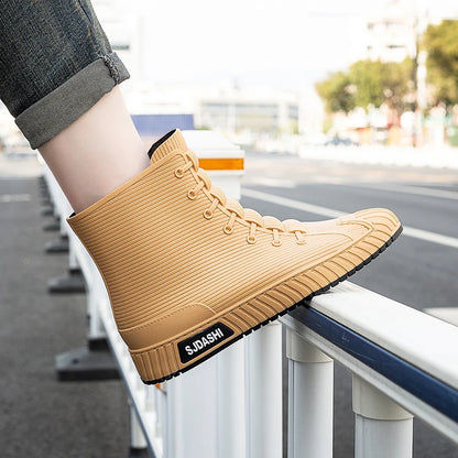 Waterproof Rain Boots - Men Women Casual Short Mid-Calf Lined Fleece Boots - ZOOMNSTORE