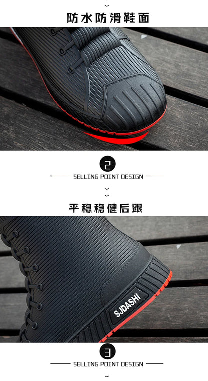 Waterproof Rain Boots - Men Women Casual Short Mid-Calf Lined Fleece Boots - ZOOMNSTORE