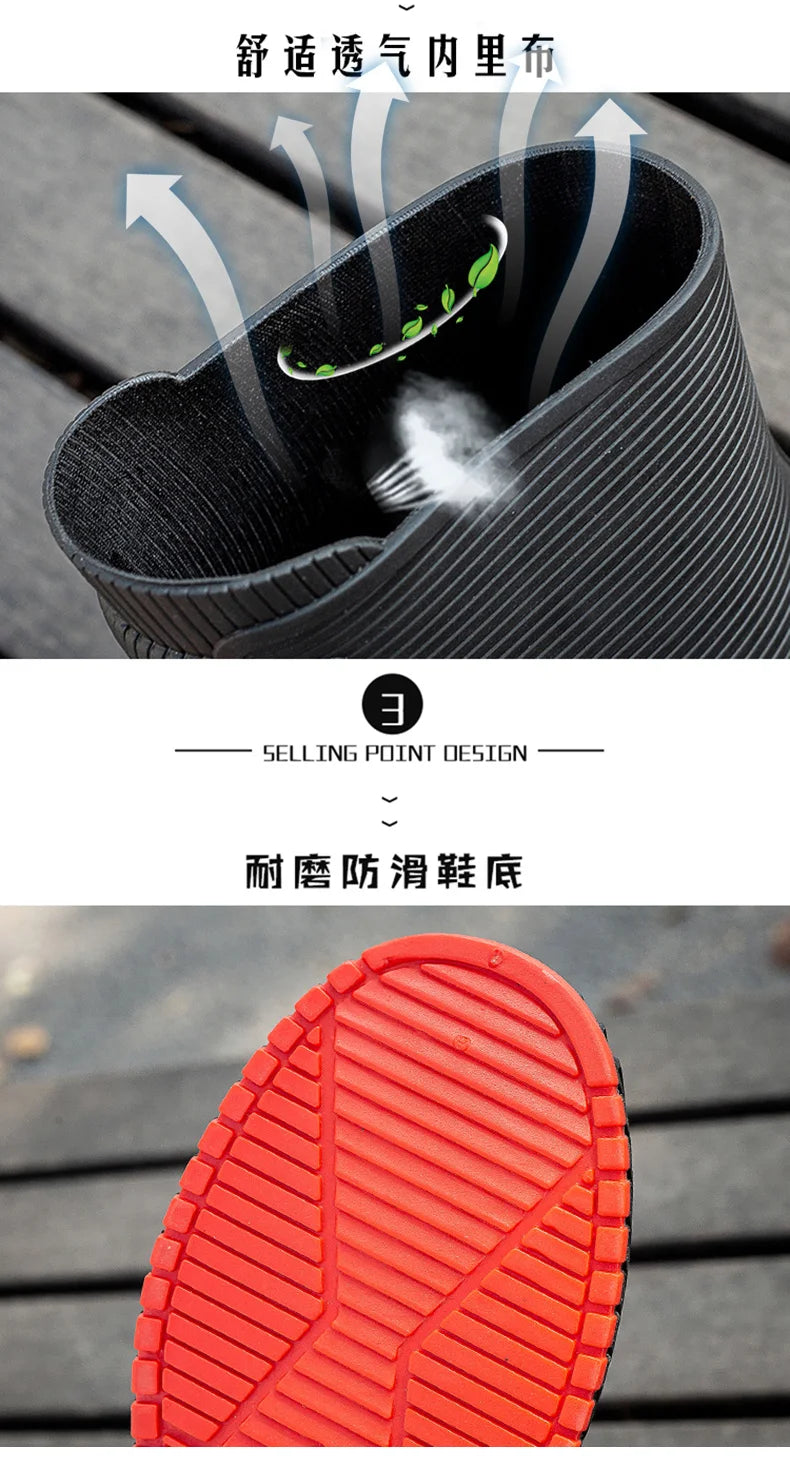 Waterproof Rain Boots - Men Women Casual Short Mid-Calf Lined Fleece Boots - ZOOMNSTORE