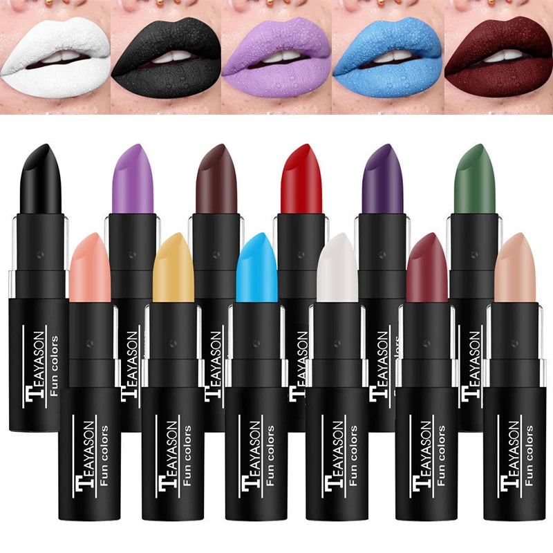 Punk Dark Wine Red Lipstick - Waterproof Matte Makeup with Black and White Lip Gloss - ZOOMNSTORE