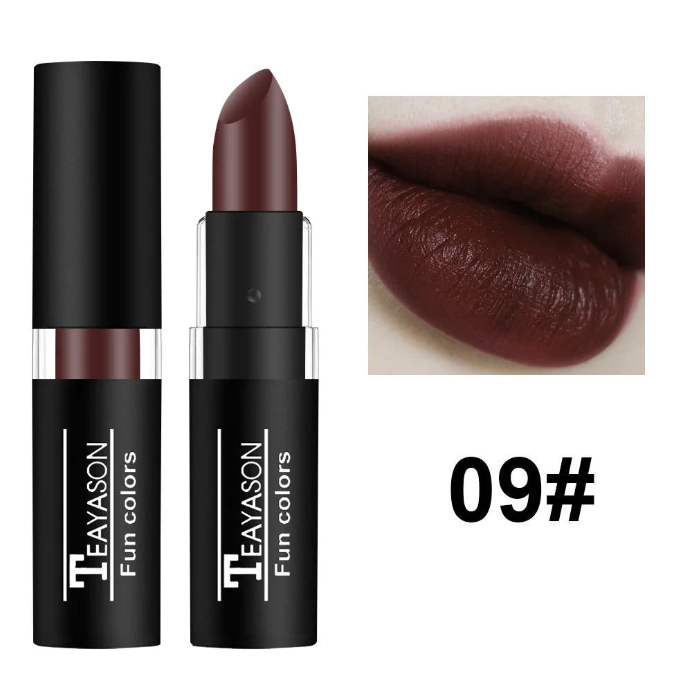 Punk Dark Wine Red Lipstick - Waterproof Matte Makeup with Black and White Lip Gloss - ZOOMNSTORE