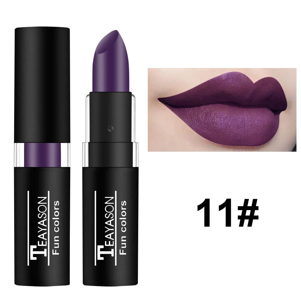 Punk Dark Wine Red Lipstick - Waterproof Matte Makeup with Black and White Lip Gloss - ZOOMNSTORE