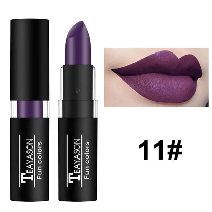 Punk Dark Wine Red Lipstick - Waterproof Matte Makeup with Black and White Lip Gloss - ZOOMNSTORE