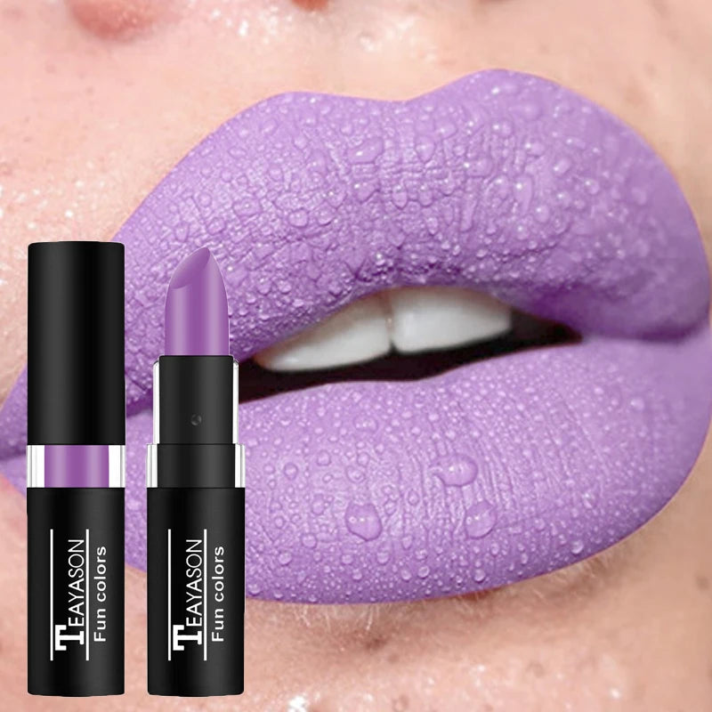 Punk Dark Wine Red Lipstick - Waterproof Matte Makeup with Black and White Lip Gloss - ZOOMNSTORE
