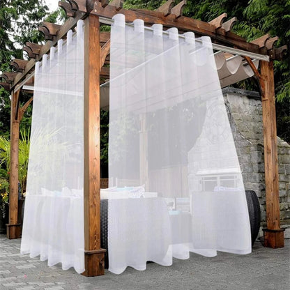 Waterproof Sheer Curtains - Translucent Black White Gray Outdoor Curtains - ZOOMNSTORE
