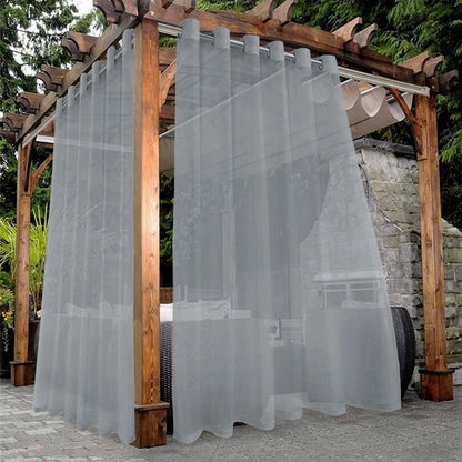 Waterproof Sheer Curtains - Translucent Black White Gray Outdoor Curtains - ZOOMNSTORE
