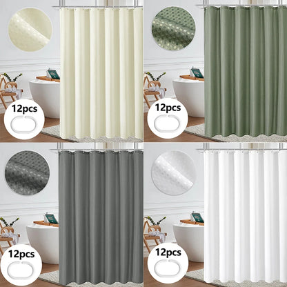 Waterproof Mildew-Proof Shower Curtain Set - Modern Plant Print with 12 Hooks - ZOOMNSTORE