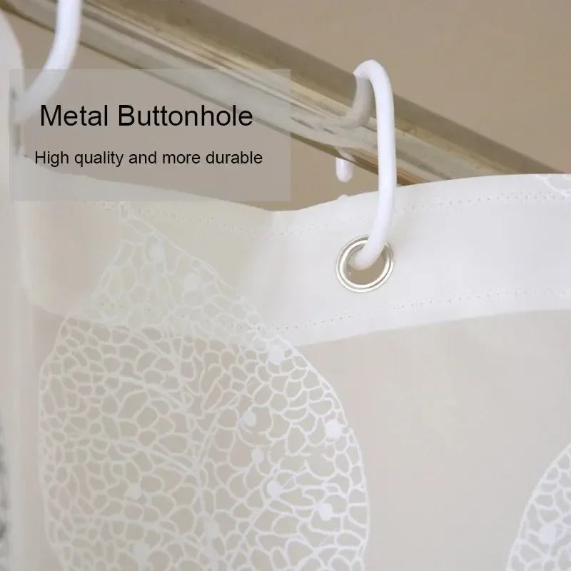 Waterproof Leaf Pattern Shower Curtain - PEVA with Hooks  Rustproof Grommets - ZOOMNSTORE
