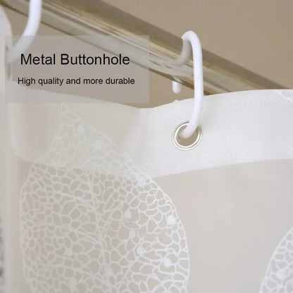 Waterproof Leaf Pattern Shower Curtain - PEVA with Hooks  Rustproof Grommets - ZOOMNSTORE