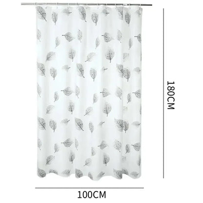 Waterproof Leaf Pattern Shower Curtain - PEVA with Hooks  Rustproof Grommets - ZOOMNSTORE