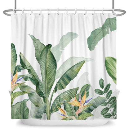 Tropical Leaf Shower Curtain - Waterproof Polyester Bathroom Decor - ZOOMNSTORE