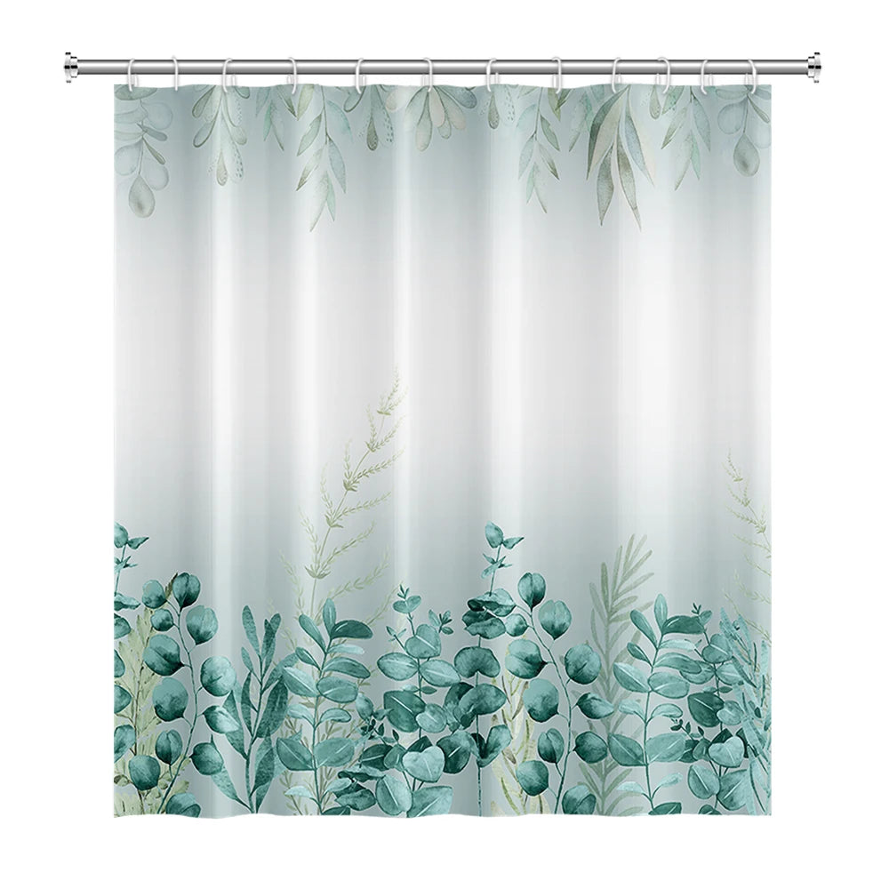 Tropical Leaf Shower Curtain - Waterproof Polyester Bathroom Decor - ZOOMNSTORE