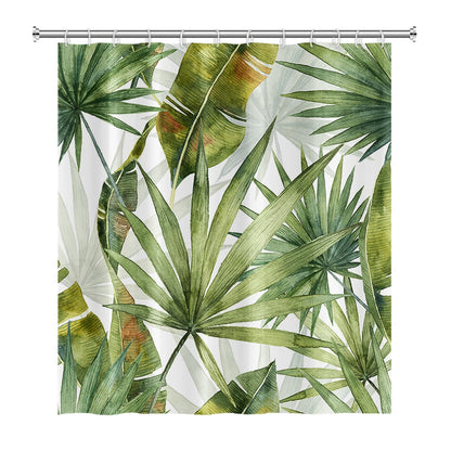 Tropical Leaf Shower Curtain - Waterproof Polyester Bathroom Decor - ZOOMNSTORE