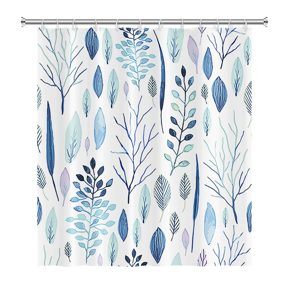 Tropical Leaf Shower Curtain - Waterproof Polyester Bathroom Decor - ZOOMNSTORE