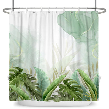Tropical Leaf Shower Curtain - Waterproof Polyester Bathroom Decor - ZOOMNSTORE