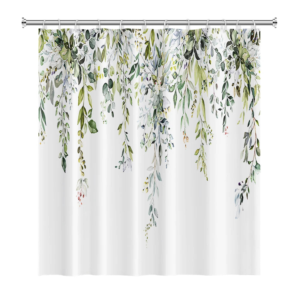 Tropical Leaf Shower Curtain - Waterproof Polyester Bathroom Decor - ZOOMNSTORE
