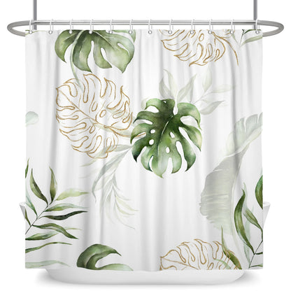 Tropical Leaf Shower Curtain - Waterproof Polyester Bathroom Decor - ZOOMNSTORE