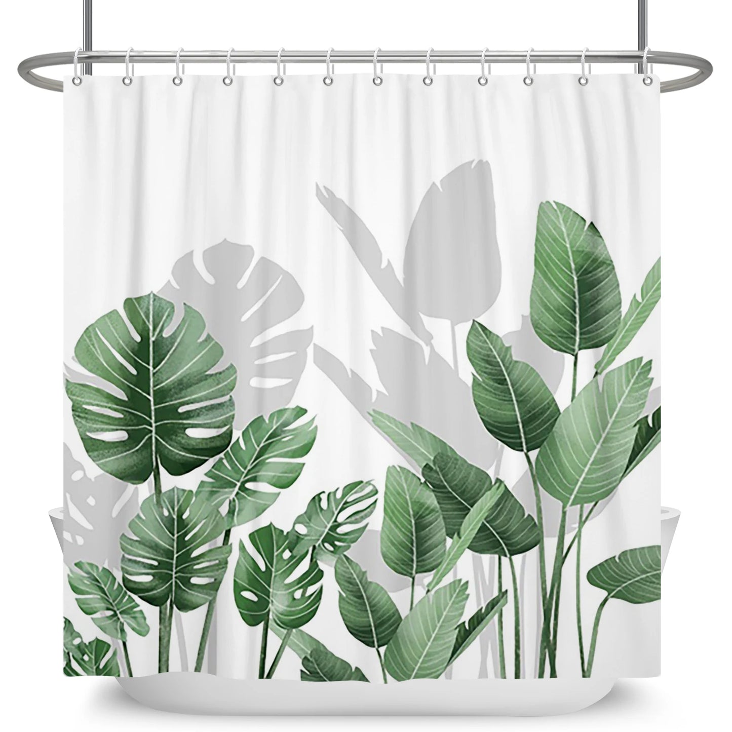 Tropical Leaf Shower Curtain - Waterproof Polyester Bathroom Decor - ZOOMNSTORE