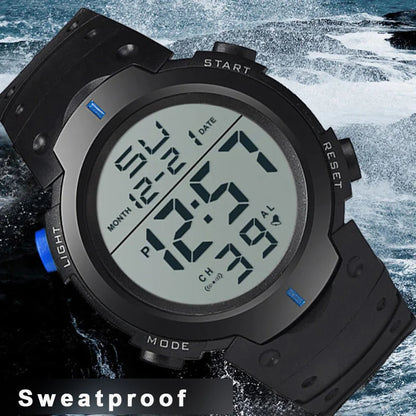 Waterproof Sports Watch - Men's Digital Chronograph Large Dial Silicone Band - ZOOMNSTORE
