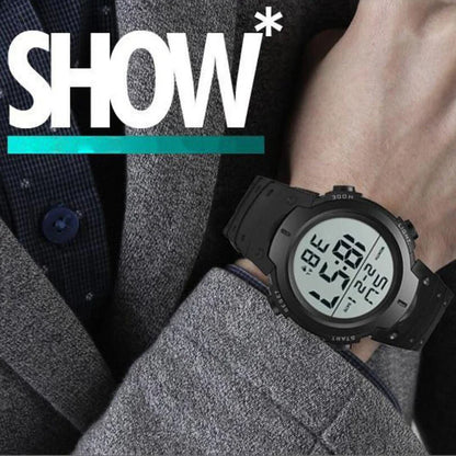 Waterproof Sports Watch - Men's Digital Chronograph Large Dial Silicone Band - ZOOMNSTORE