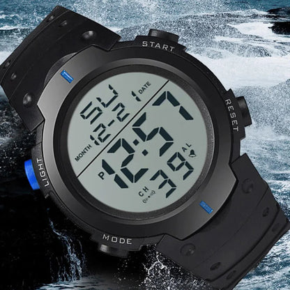 Waterproof Sports Watch - Men's Digital Chronograph Large Dial Silicone Band - ZOOMNSTORE
