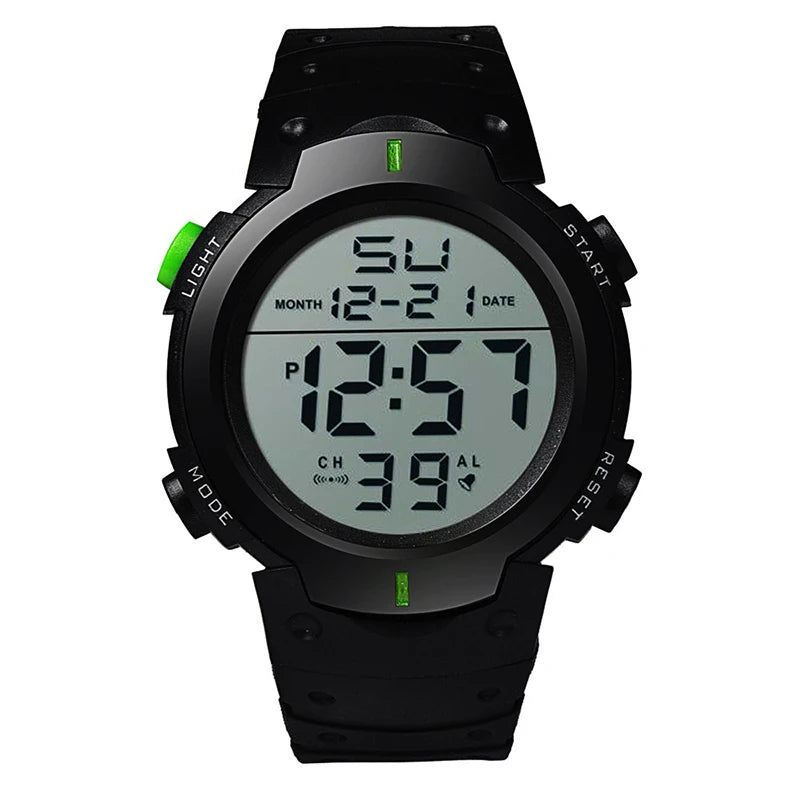Waterproof Sports Watch - Men's Digital Chronograph Large Dial Silicone Band - ZOOMNSTORE