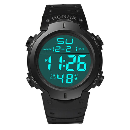 Waterproof Sports Watch - Men's Digital Chronograph Large Dial Silicone Band - ZOOMNSTORE