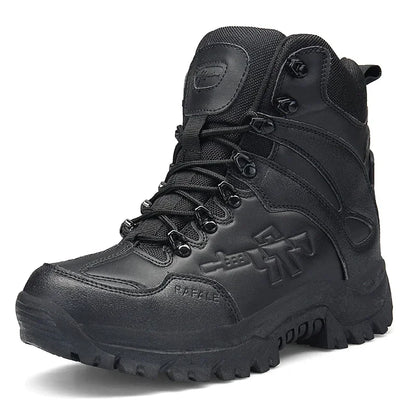 Waterproof Tactical Boots - Men's Winter Cow Suede Work Ankle Boots With Rubber Outsole - ZOOMNSTORE
