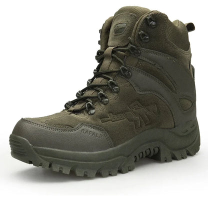 Waterproof Tactical Boots - Men's Winter Cow Suede Work Ankle Boots With Rubber Outsole - ZOOMNSTORE