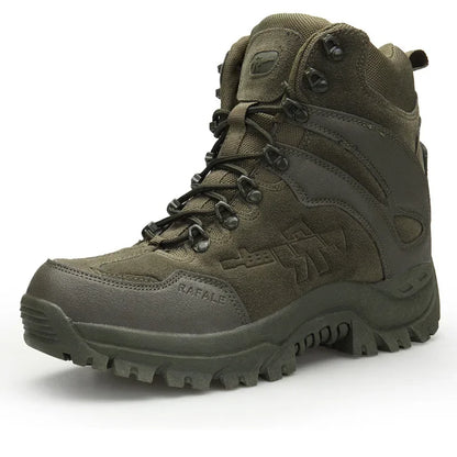 Waterproof Tactical Boots - Men's Winter Cow Suede Work Ankle Boots With Rubber Outsole - ZOOMNSTORE