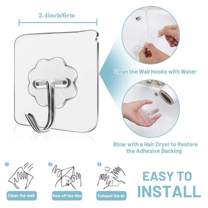 Waterproof Sticky Wall Hooks - Self-Adhesive Hooks for Kitchen Bathroom and Outdoor Use - ZOOMNSTORE
