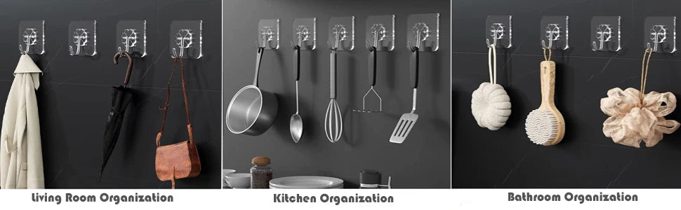 Waterproof Sticky Wall Hooks - Self-Adhesive Hooks for Kitchen Bathroom and Outdoor Use - ZOOMNSTORE