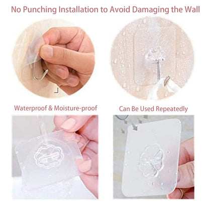 Waterproof Sticky Wall Hooks - Self-Adhesive Hooks for Kitchen Bathroom and Outdoor Use - ZOOMNSTORE