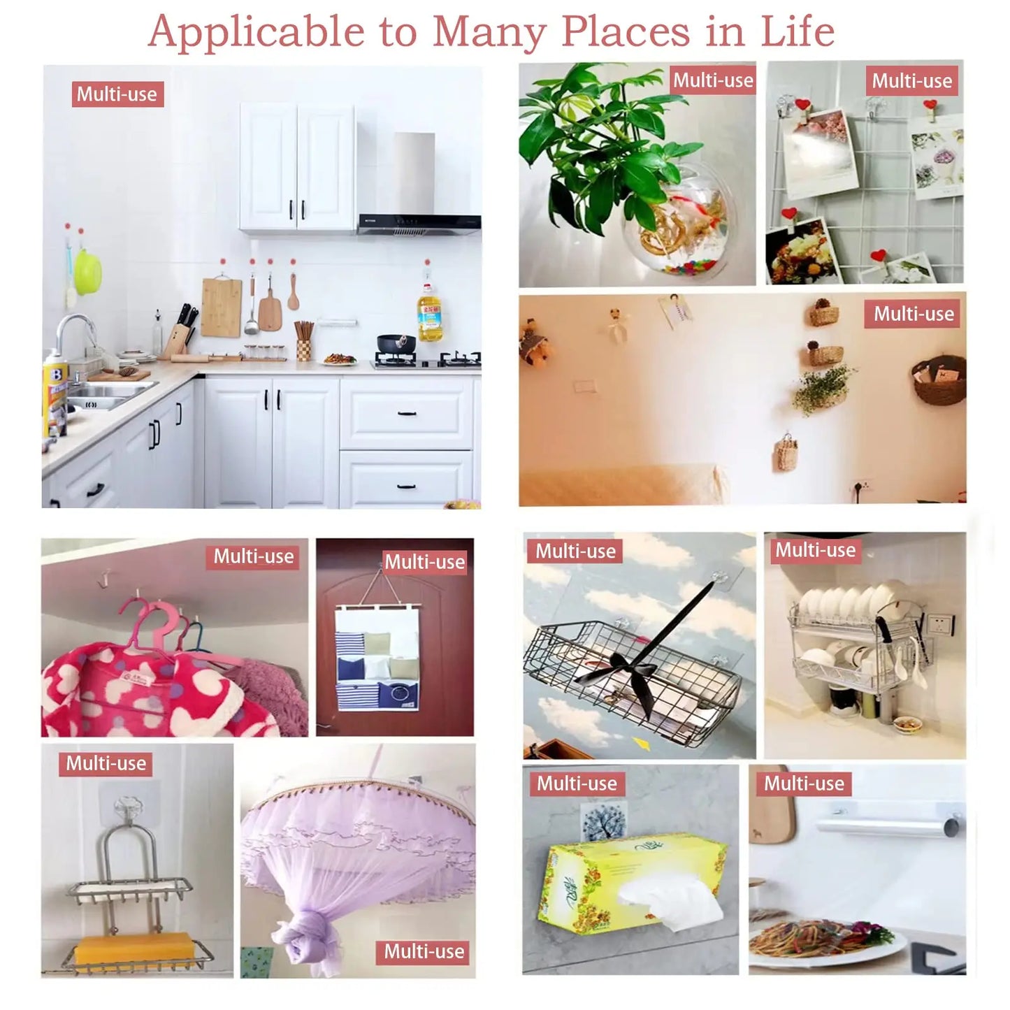 Waterproof Sticky Wall Hooks - Self-Adhesive Hooks for Kitchen Bathroom and Outdoor Use - ZOOMNSTORE