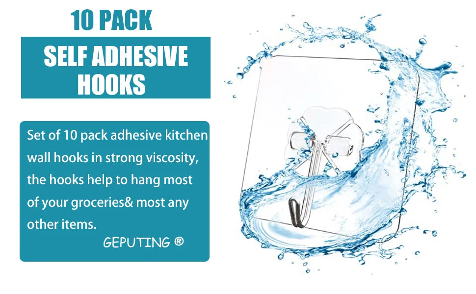 Waterproof Sticky Wall Hooks - Self-Adhesive Hooks for Kitchen Bathroom and Outdoor Use - ZOOMNSTORE