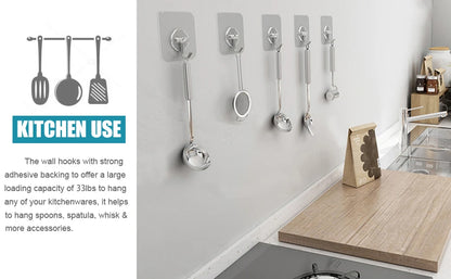 Waterproof Sticky Wall Hooks - Self-Adhesive Hooks for Kitchen Bathroom and Outdoor Use - ZOOMNSTORE