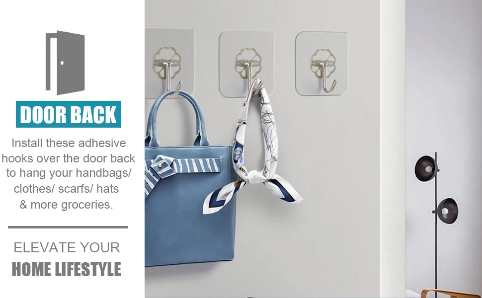 Waterproof Sticky Wall Hooks - Self-Adhesive Hooks for Kitchen Bathroom and Outdoor Use - ZOOMNSTORE