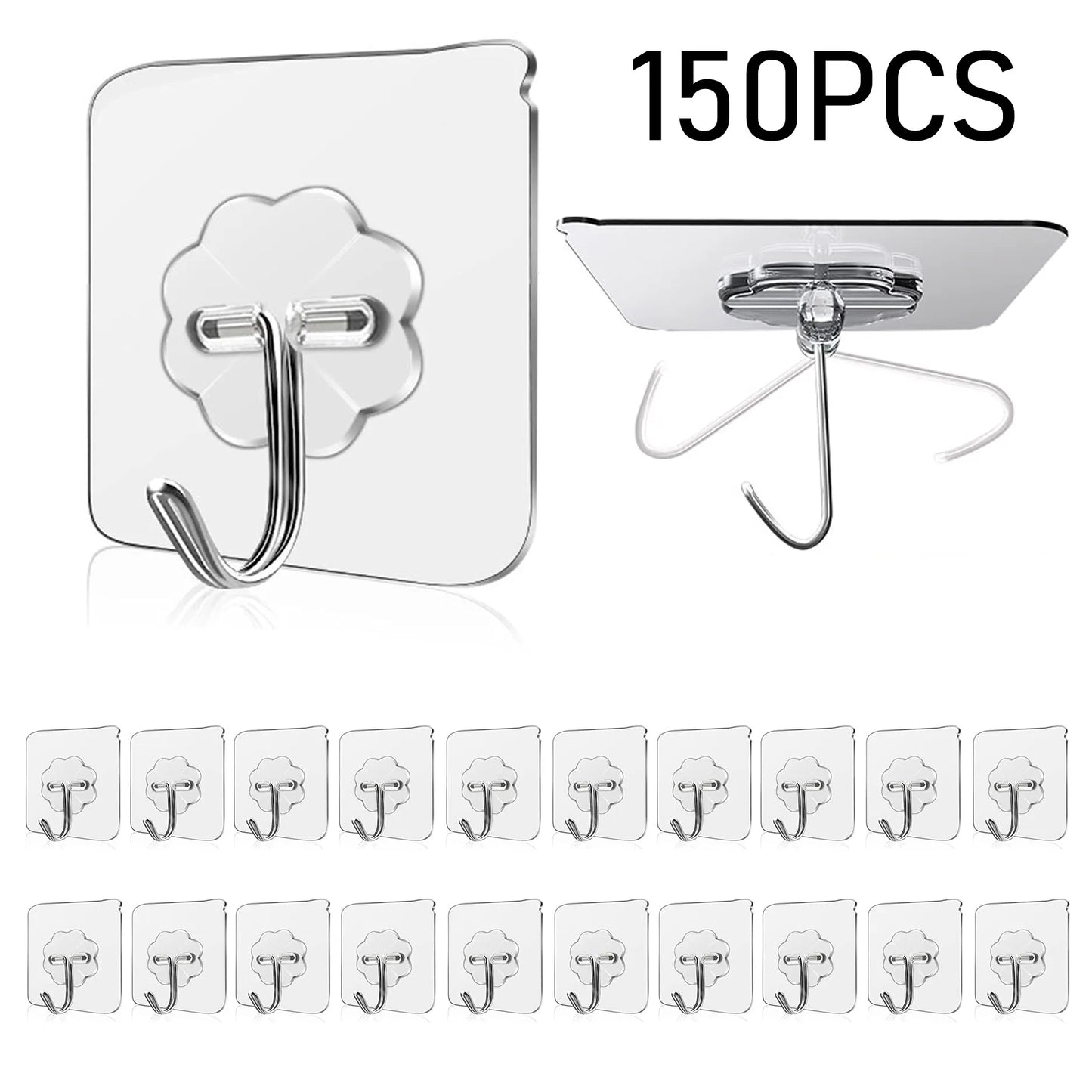 Waterproof Sticky Wall Hooks - Self-Adhesive Hooks for Kitchen Bathroom and Outdoor Use - ZOOMNSTORE