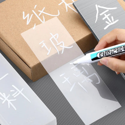 White Marker Oily Fine Tip Courier Waterproof Non-Fading Advertising Greeting Card Tire Glass Highlighter Pen Can Not Be Erased - ZOOMNSTORE