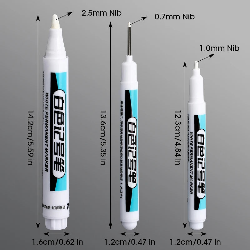 White Marker Oily Fine Tip Courier Waterproof Non-Fading Advertising Greeting Card Tire Glass Highlighter Pen Can Not Be Erased - ZOOMNSTORE